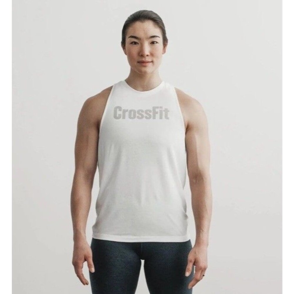 Nobull Women's Logo Muscle Workout Soft High Neck Tank Top White SZ S